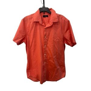 Theory "Sylvan" short-sleeve shirt in coral orange